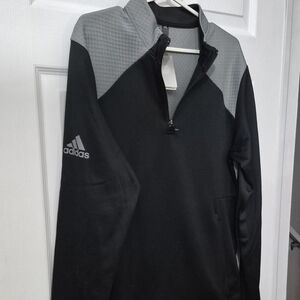 adidas Black and Gray Quarter-Zip Performance Jacket
